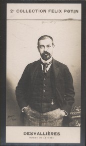 Photographie de la collection Félix Potin (4 x 7,5 cm) représentant : Maurice Desvallières, auteur dramatique.. DESVALLIERES (Maurice) - (Photo de la ...