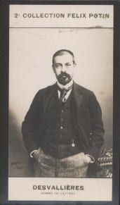 Photographie de la collection Félix Potin (4 x 7,5 cm) représentant : Maurice Desvallières, auteur dramatique.