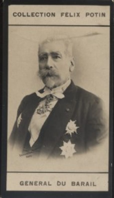 Photographie de la collection Félix Potin (4 x 7,5 cm) représentant : Général Charles Du Barail.. DU BARAIL (Charles) Photo Reutlinger.