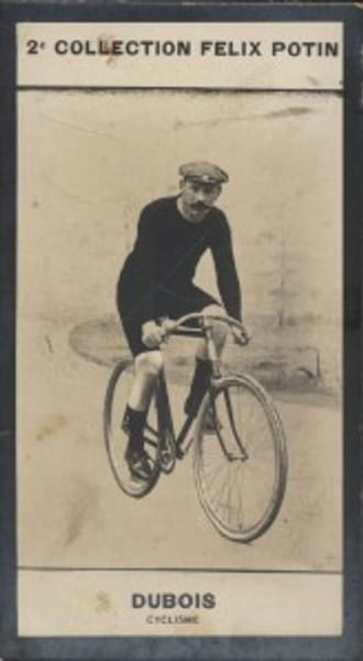 Photographie de la collection F&eacute;lix Potin (4 x 7,5 cm) repr&eacute;sentant : Jules Dubois, coureur &agrave; pied, cycliste puis automobiliste.. DUBOIS (Jules) - ...