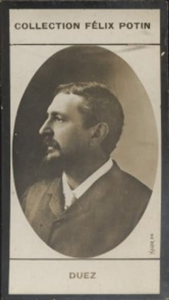 Photographie de la collection F&eacute;lix Potin (4 x 7,5 cm) repr&eacute;sentant : Ernest Duez, peintre.. DUEZ (Ernest) Photo Nadar.