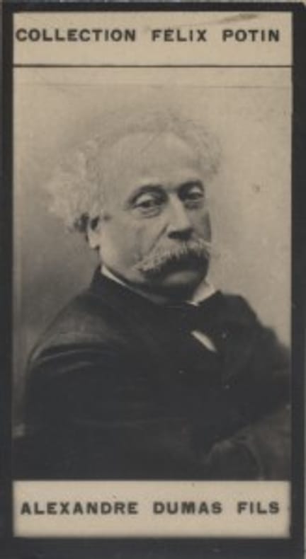 Photographie de la collection Félix Potin (4 x 7,5 cm) représentant : Alexandre Dumas fils.. DUMAS (Alexandre, fils) 