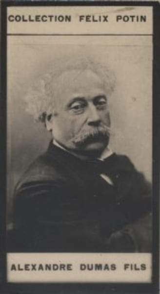 Photographie de la collection F&eacute;lix Potin (4 x 7,5 cm) repr&eacute;sentant : Alexandre Dumas fils.. DUMAS (Alexandre, fils) 