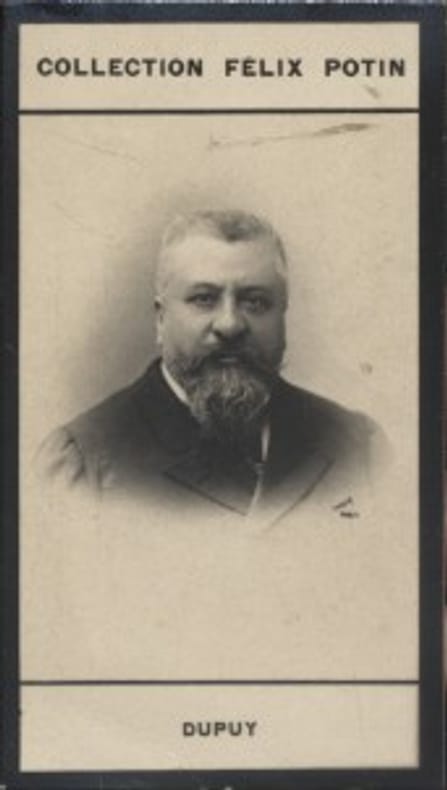 Photographie de la collection Félix Potin (4 x 7,5 cm) représentant : Charles Dupuy, homme politique.. DUPUY (Charles) Photo Nadar.