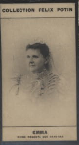 Photographie de la collection F&eacute;lix Potin (4 x 7,5 cm) repr&eacute;sentant : Reine Emma des Pays-Bas.. EMMA (Reine douairi&egrave;re des Pays-Bas) 