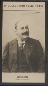 Photographie de la collection F&eacute;lix Potin (4 x 7,5 cm) repr&eacute;sentant : Georges Grisier, directeur de th&eacute;&acirc;tre et homme de lettres.. GRISIER (Georges) - ...