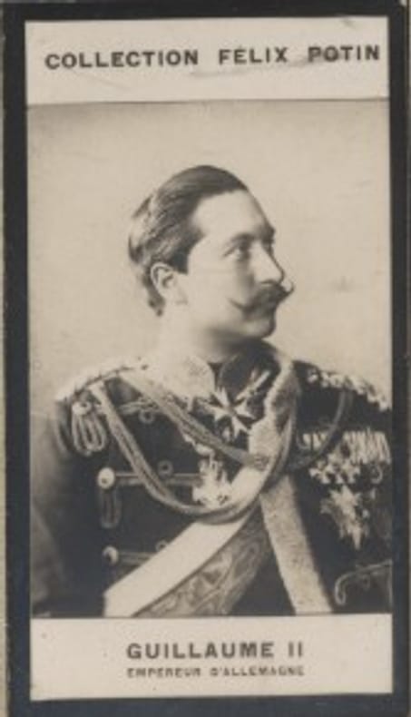 Photographie de la collection Félix Potin (4 x 7,5 cm) représentant : Empereur Guillaume II d'Allemagne.. GUILLAUME II - Empereur d'Allemagne. 