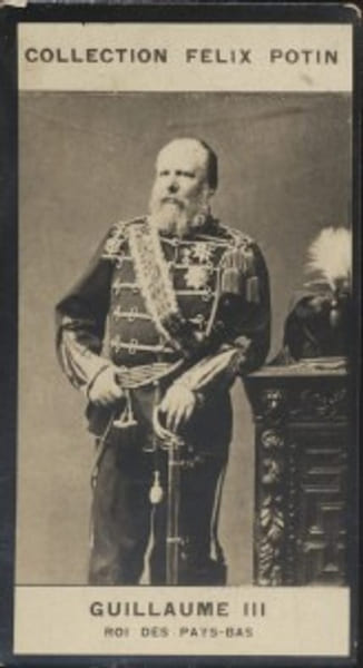 Photographie de la collection F&eacute;lix Potin (4 x 7,5 cm) repr&eacute;sentant : Guillaume III des Pays-Bas.. GUILLAUME III - Roi des Pays-Bas 