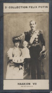 Photographie de la collection Félix Potin (4 x 7,5 cm) représentant : Haakon VII - Roi de Norvège.. HAAKON VII - Roi de Norvège. - (Photo de la 2e ...