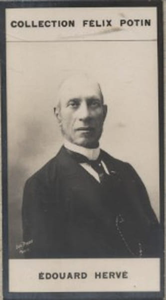 Photographie de la collection F&eacute;lix Potin (4 x 7,5 cm) repr&eacute;sentant : Edouard Herv&eacute; - Homme de lettres et journaliste.. HERVE (Edouard) Photo Pirou.