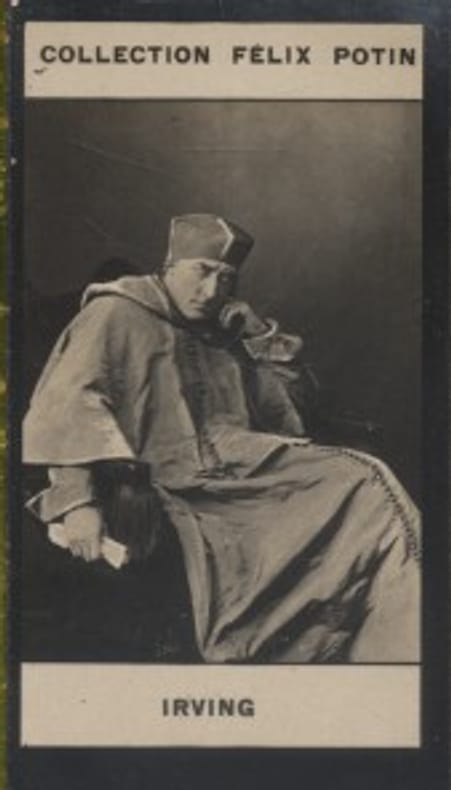 Photographie de la collection Félix Potin (4 x 7,5 cm) représentant : John Irving, artiste dramatique.. IRVING (John) 
