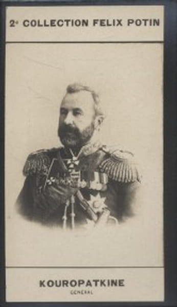 Photographie de la collection F&eacute;lix Potin (4 x 7,5 cm) repr&eacute;sentant : G&eacute;n&eacute;ral Kouropatkine.. KOUROPATKINE (Alexis-Nicolai&eacute;vitch) - (Photo de la 2e ...