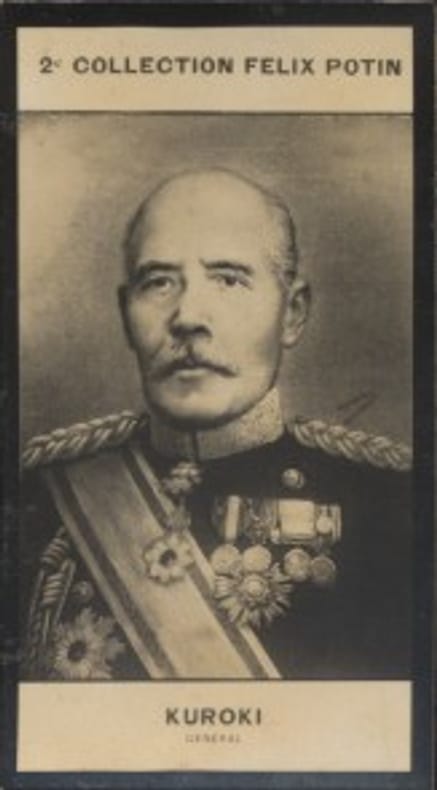 Photographie de la collection Félix Potin (4 x 7,5 cm) représentant : Général Kuroki.. KUROKI (Tamemoto) - (Photo de la 2e collection Félix Potin) 