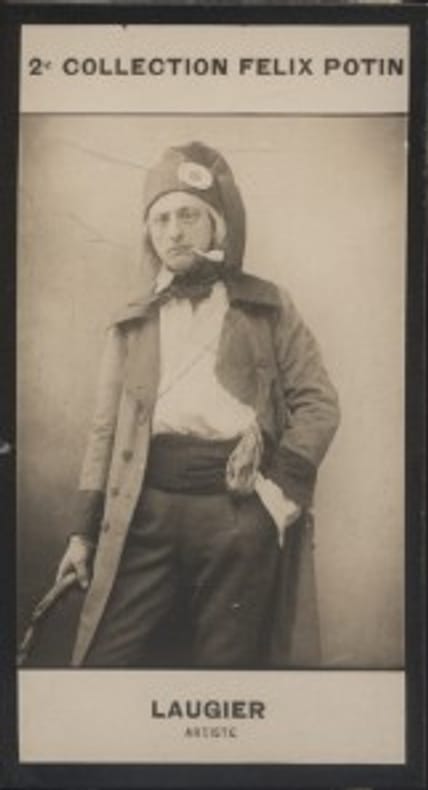 Photographie de la collection Félix Potin (4 x 7,5 cm) représentant : Louis-Pierre Laugier, comédien.. LAUGIER (Louis-Pierre) - (Photo de la 2e ...