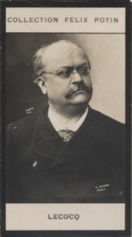 Photographie de la collection Félix Potin (4 x 7,5 cm) représentant : Charles Lecoq, compositeur.. LECOQ (Charles) Photo P. Nadar.