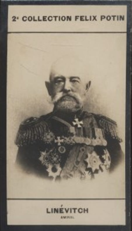 Photographie de la collection Félix Potin (4 x 7,5 cm) représentant : Général Linévitch.. LINEVITCH (Nicolas-Pétrovitch) - (Photo de la 2e collection ...