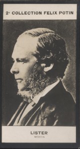 Photographie de la collection Félix Potin (4 x 7,5 cm) représentant : Joseph Lister, médecin.. LISTER (Joseph) - (Photo de la 2e collection Félix ...