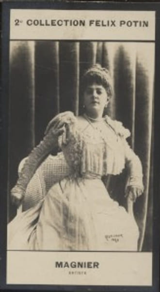Photographie de la collection F&eacute;lix Potin (4 x 7,5 cm) repr&eacute;sentant : Marie Magnier, com&eacute;dienne.. MAGNIER (Marie) - (Photo de la 2e collection F&eacute;lix ...
