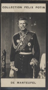 Photographie de la collection Félix Potin (4 x 7,5 cm) représentant : Karl de Manteufel, homme politique.. MANTEUFEL (Karl de) 