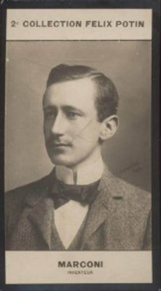 Photographie de la collection F&eacute;lix Potin (4 x 7,5 cm) repr&eacute;sentant : Guillaume Marconi, inventeur.. MARCONI (Guillaume) - (Photo de la 2e collection ...