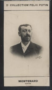 Photographie de la collection Félix Potin (4 x 7,5 cm) représentant : Frédéric Montenard, peintre.