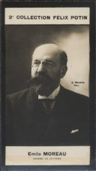 Photographie de la collection F&eacute;lix Potin (4 x 7,5 cm) repr&eacute;sentant : Emile Moreau, homme de lettres. MOREAU (Emile) - (Photo de la 2e collection ...