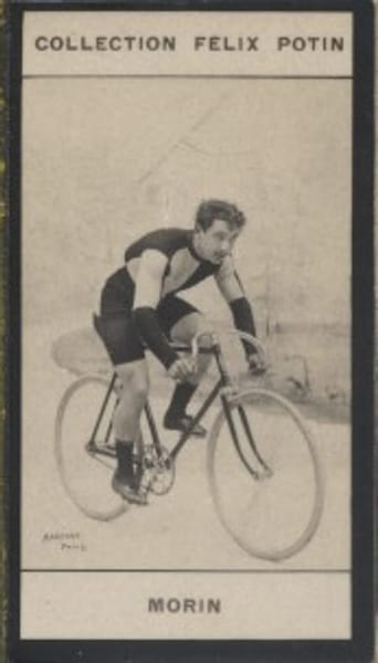 Photographie de la collection F&eacute;lix Potin (4 x 7,5 cm) repr&eacute;sentant : Ludovic Morin, coureur cycliste.. MORIN Ludovic Photo Barenne.