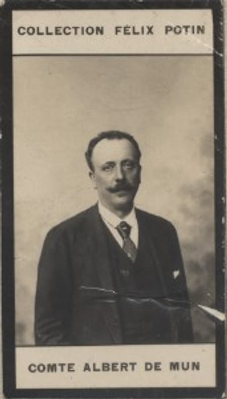 Photographie de la collection Félix Potin (4 x 7,5 cm) représentant : Comte Albert de Mun.. MUN Albert de 