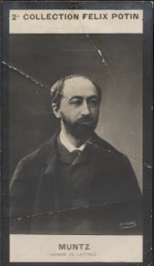 Photographie de la collection F&eacute;lix Potin (4 x 7,5 cm) repr&eacute;sentant : Eug&egrave;ne Muntz, homme de lettres.. MUNTZ Eug&egrave;ne - (Photo de la 2e collection F&eacute;lix ...