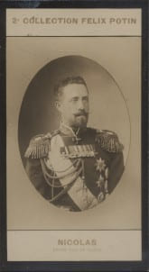 Photographie de la collection F&eacute;lix Potin (4 x 7,5 cm) repr&eacute;sentant : Nicolas-Nicolai&eacute;vitch - Grand-Duc de Russie.. NICOLAS-NICOLAIEVITCH - (Photo de ...