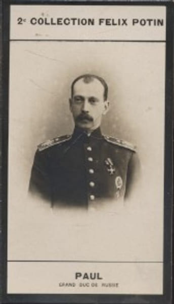 Photographie de la collection F&eacute;lix Potin (4 x 7,5 cm) repr&eacute;sentant : Alexandrovitch Paul - Grand Duc de Russie.. PAUL Alexandrovitch (Grand Duc de ...
