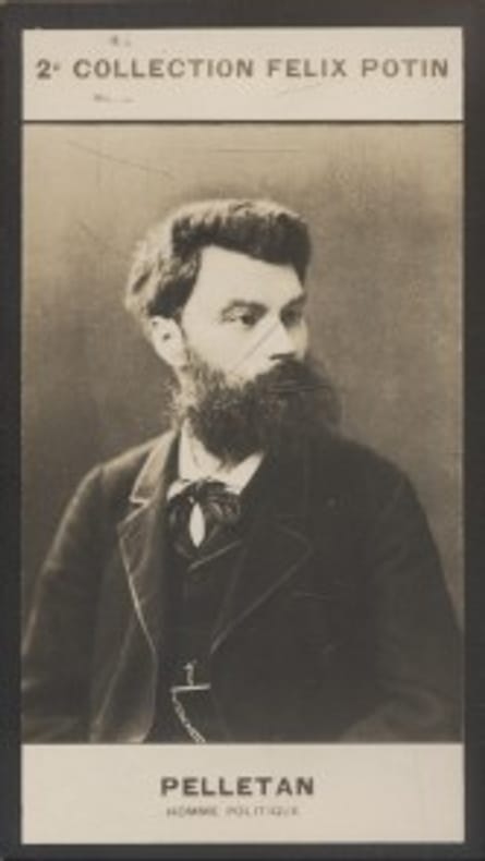 Photographie de la collection Félix Potin (4 x 7,5 cm) représentant : Camille Pelletan, homme politique.. PELLETAN Camille - (Photo de la 2e ...