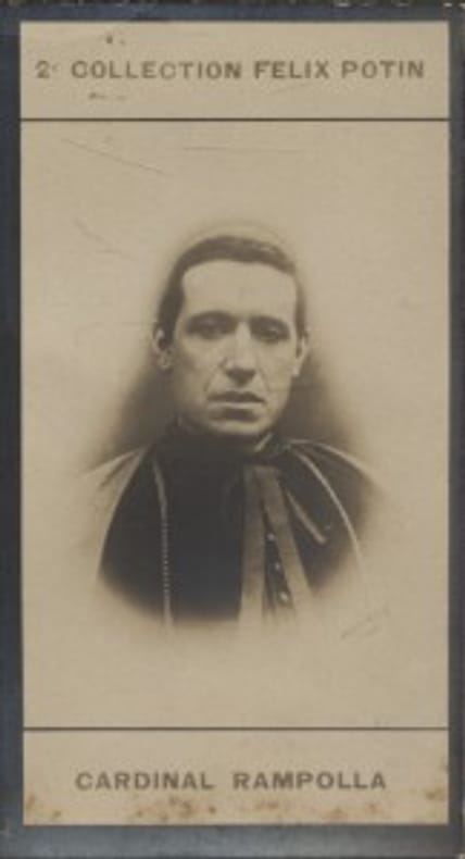 Photographie de la collection Félix Potin (4 x 7,5 cm) représentant : Cardinal Rampolla.. RAMPOLLA DEL TINDARO Mariano - (Photo de la 2e collection ...