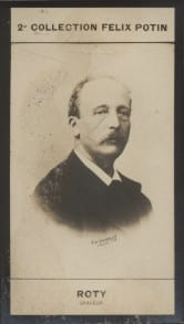 Photographie de la collection F&eacute;lix Potin (4 x 7,5 cm) repr&eacute;sentant : Oscar Roty, graveur.. ROTY Louis-Oscar - (Photo de la 2e collection F&eacute;lix Potin) ...
