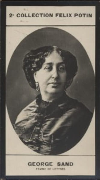 Photographie de la collection F&eacute;lix Potin (4 x 7,5 cm) repr&eacute;sentant : Aurore Dupin dite George Sand, femme de lettres.. SAND George - (Photo de la 2e ...