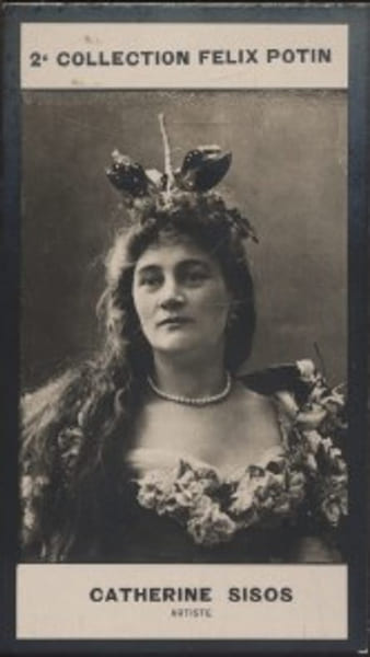 Photographie de la collection F&eacute;lix Potin (4 x 7,5 cm) repr&eacute;sentant : Catherine Sisos, com&eacute;dienne.. SISOS Catherine - (Photo de la 2e collection F&eacute;lix ...