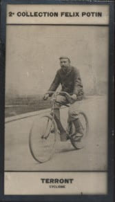 Photographie de la collection F&eacute;lix Potin (4 x 7,5 cm) repr&eacute;sentant : Charles Terront, coureur cycliste.. TERRONT Charles - (Photo de la 2e collection ...