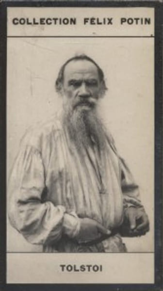 Photographie de la collection F&eacute;lix Potin (4 x 7,5 cm) repr&eacute;sentant : Comte L&eacute;on Tolsto&iuml;, homme de lettres.. TOLSTOI L&eacute;on 