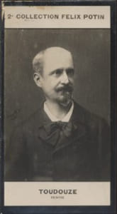 Photographie de la collection Félix Potin (4 x 7,5 cm) représentant : Edouard Toudouze, peintre.
