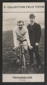 Photographie de la collection F&eacute;lix Potin (4 x 7,5 cm) repr&eacute;sentant : Louis Trousselier, coureur cycliste.. TROUSSELIER Louis - (Photo de la 2e ...