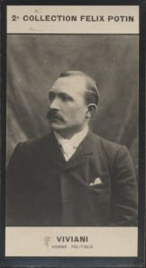 Photographie de la collection Félix Potin (4 x 7,5 cm) représentant : René Viviani, homme politique.