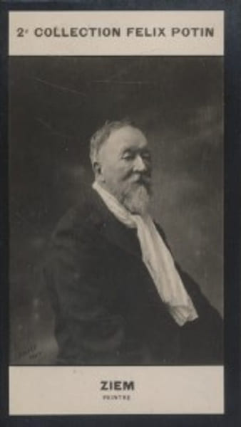 Photographie de la collection F&eacute;lix Potin (4 x 7,5 cm) repr&eacute;sentant : F&eacute;lix Ziem, peintre.. ZIEM F&eacute;lix - (Photo de la 2e collection F&eacute;lix Potin) 