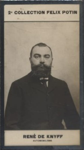 Photographie de la collection F&eacute;lix Potin (4 x 7,5 cm) repr&eacute;sentant : Chevalier Ren&eacute; De Knyff, automobilisme.. DE KNYFF (Ren&eacute;) - (Photo de la 2e ...