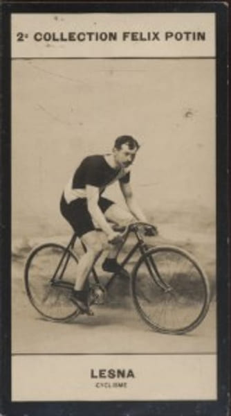 Photographie de la collection F&eacute;lix Potin (4 x 7,5 cm) repr&eacute;sentant : Lucien Lesna, coureur cycliste.. LESNA (Lucien) - (Photo de la 2e collection ...