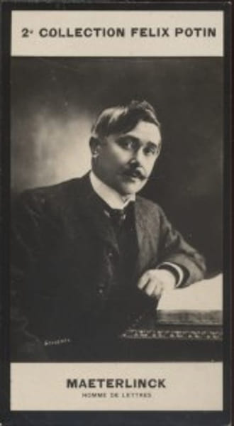 Photographie de la collection F&eacute;lix Potin (4 x 7,5 cm) repr&eacute;sentant : Maurice Maeterlinck, homme de lettres.. MAETERLINCK (Maurice) - (Photo de la 2e ...