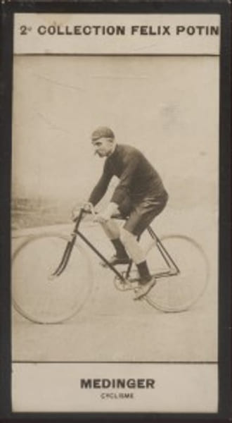 Photographie de la collection F&eacute;lix Potin (4 x 7,5 cm) repr&eacute;sentant : Paul M&eacute;dinger, coureur cycliste.. MEDINGER (Paul) - (Photo de la 2e collection ...