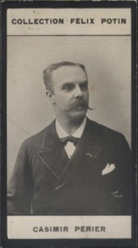 Photographie de la collection Félix Potin (4 x 7,5 cm) représentant : Jean Casimir-Périer, homme politique.. CASIMIR-PERIER Jean- (Photo de la ...