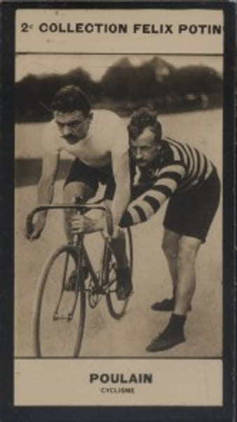 Photographie de la collection F&eacute;lix Potin (4 x 7,5 cm) repr&eacute;sentant : Fran&ccedil;ois Poulain, coureur cycliste.. POULAIN (Fran&ccedil;ois) - (Photo de la 2e ...