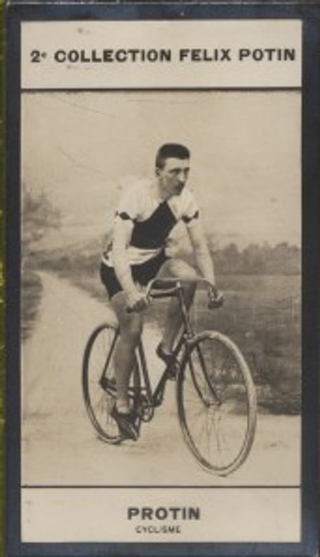 Photographie de la collection Félix Potin (4 x 7,5 cm) représentant : Robert Protin, coureur cycliste.. PROTIN ( Robert) - (Photo de la 2e collection ...
