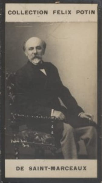 Photographie de la collection F&eacute;lix Potin (4 x 7,5 cm) repr&eacute;sentant : Ren&eacute; de Saint-Marceaux, sculpteur.. SAINT-MARCEAUX (Ren&eacute; de) Photo Pierre Petit.